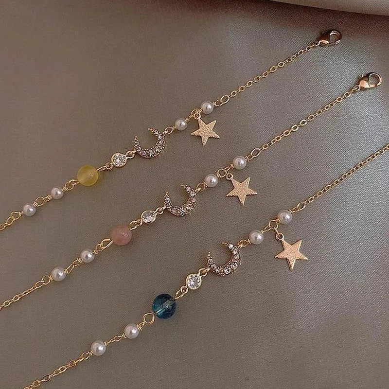 Daiiibabyyy Fashion Planet Bracelet for Women Charm Luxury Moonstone Crystal Stars Bracelet Girls Fine Jewelry Bracelet Women Jewelry Gift