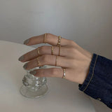 Daiiibabyyy 8Pcs Fashion Jewelry Rings Set Hot Selling Metal Hollow Round Opening Women Finger Ring for Girl Lady Party Wedding Gifts
