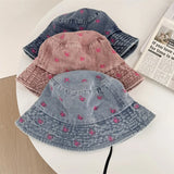 Butterfly Embroidery Bucket Hat For Women Summer Cowboy  Hat Autumn Ladies Fisherman Caps Outdoor Travel Sun Protect Hats