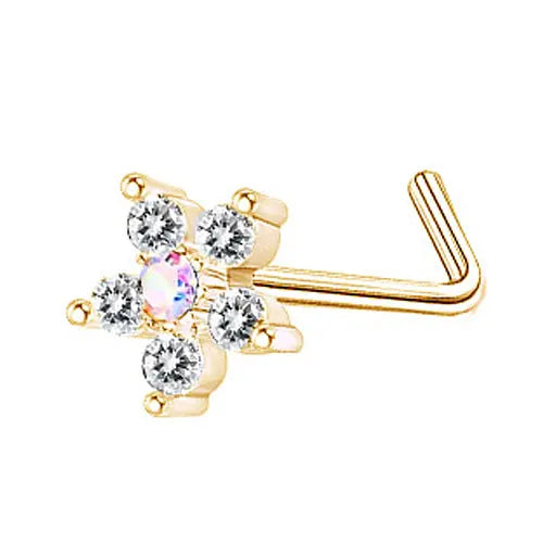DAIIIBABYYY  -  1PC Stainless Steel Small Nose Rings Crystal Zircon Butterfly Flower Heart Nose Studs 20G Body Piercing Jewelry For Women Men