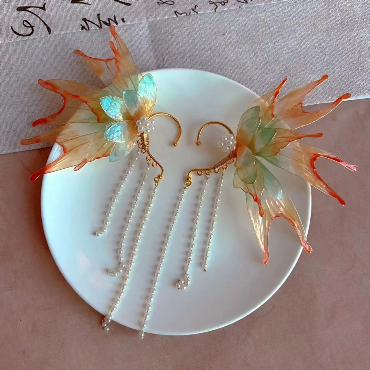 DAIIIBABYYY  -  Summer Sweet Fairy Cosplay Hanfu Accessories Female Mermaid Earrings Ear Hook Elf Tassel Hair Accessories Photography Props