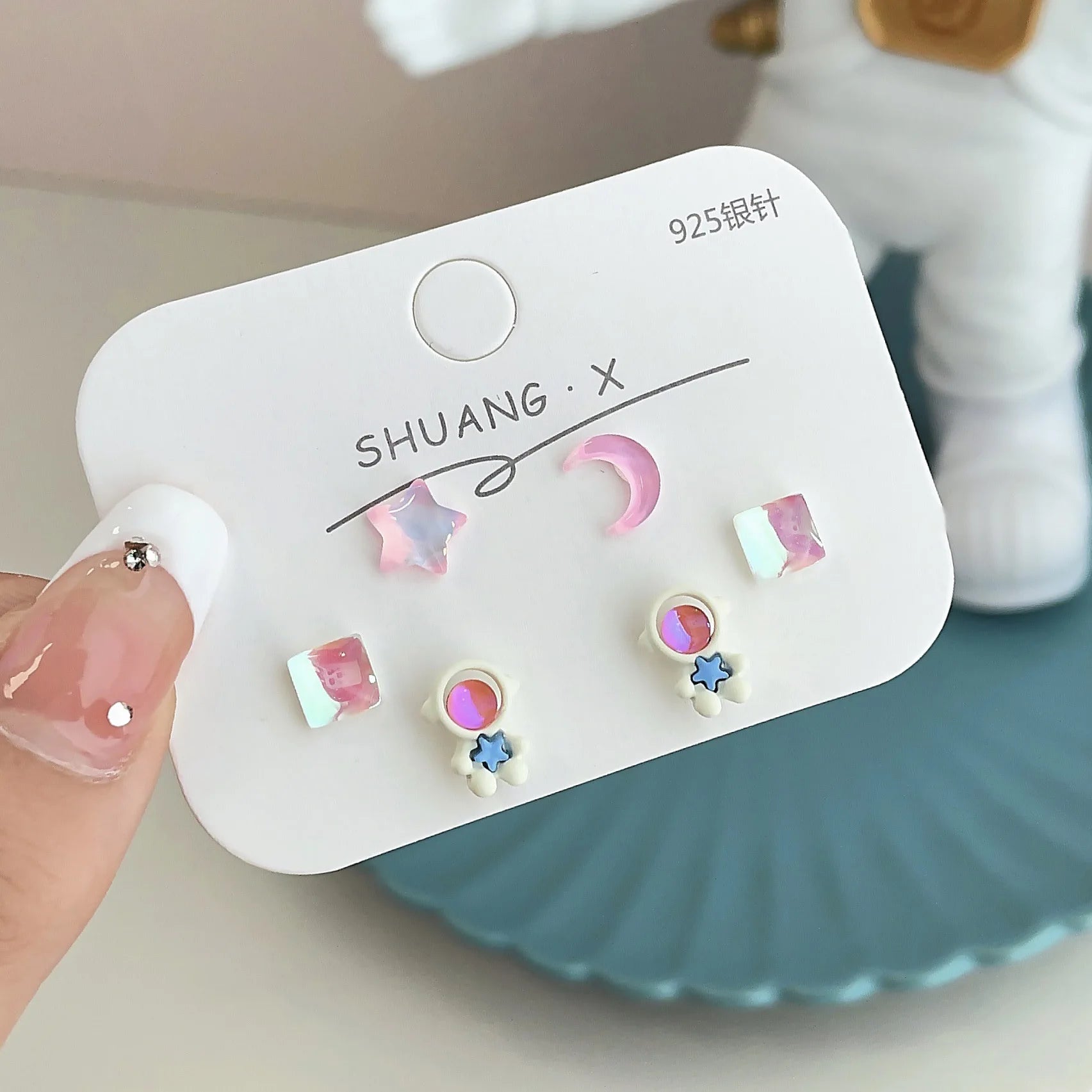 DAIIIBABYYY  -  Fantastic Fairy Colorful Star Moon Stud Earrings Set Women Y2K Pink Purple Transparent Cute Earring Jewelry Gift brincos