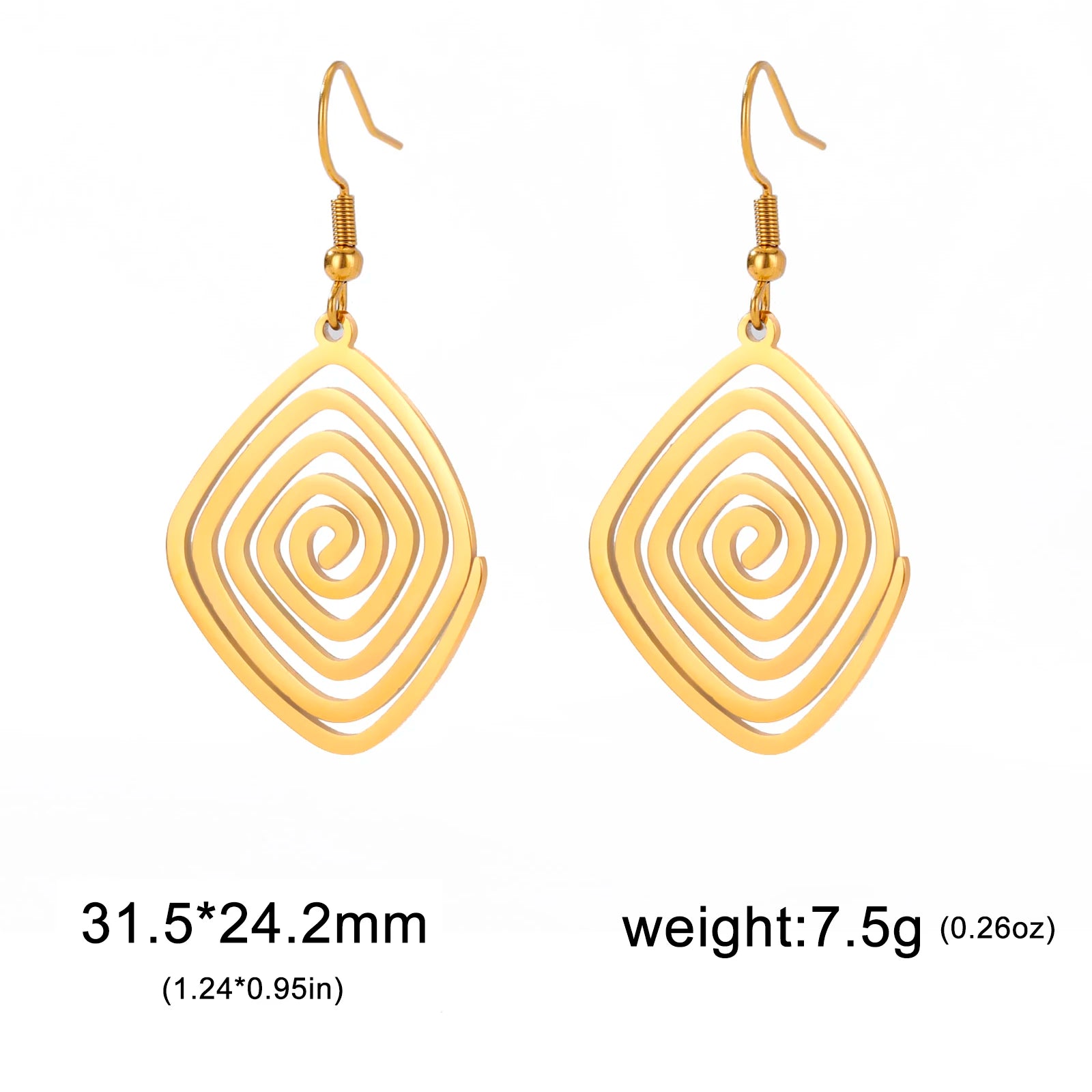DAIIIBABYYY  -  Irregular Spiral Swirl Drop Earrings Women Gold Color Stainless Steel Geometric Earring Trend Jewelry Gift Wholesale