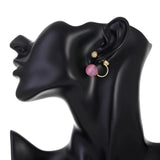 DAIIIBABYYY  -  Korean Sweet Pink Round Bead Earrings Set with Shiny Cubic Zirconia Stud Earrings for Women Elegant Fashion Jewelry Accessories