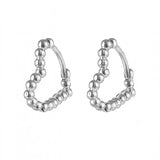 DAIIIBABYYY  -  Simple Silver Color Round Bead Heart-Shaped Circular Ear Buckle Fashion Small Versatile Earrings Women's Jewelry
