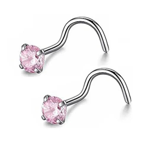 DAIIIBABYYY  -  2PC Fashion Stainless Steel Crystal Nose Septum Piercing Studs 20G Mini Nose Ring Earrings Studs Body Piering Jewelry for Women