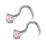 DAIIIBABYYY  -  2PC Fashion Stainless Steel Crystal Nose Septum Piercing Studs 20G Mini Nose Ring Earrings Studs Body Piering Jewelry for Women