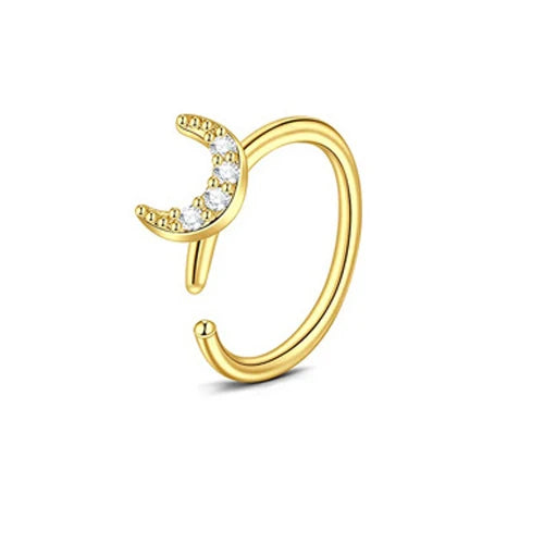 DAIIIBABYYY  -  1Pcs Fashion Star Heart CZ Nose/Lip/Ear Hoops Septum Hoop Nose Ring Crystal Piercing Ear Tragus Cartilage Earrings Body Jewelry