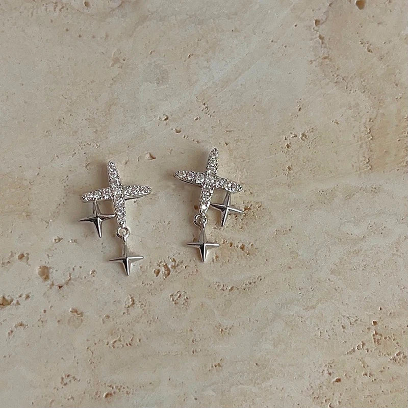 Daiiibabyyy Goth Y2K Cute Sweet Cool Crystal Zircon Cross Star Pendant Earrings for Women Men Punk Grunge Jewelry Accessories