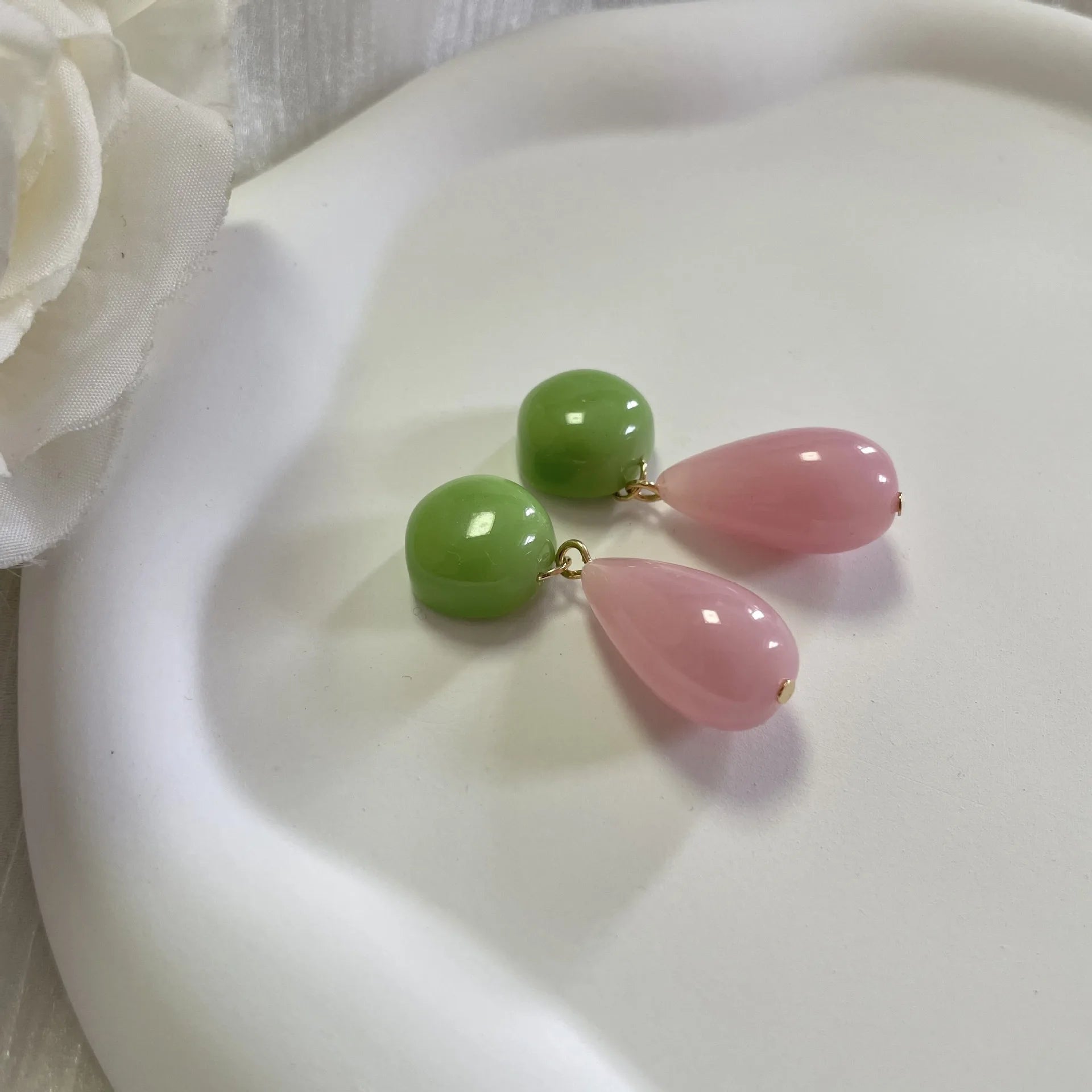 Daiiibabyyy  Summer Pink Green Acrylic Waterdrop Earrings Fashion Girly Plastic Dopamine Earrings for Women Party Gift Accessories