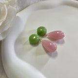 Daiiibabyyy  Summer Pink Green Acrylic Waterdrop Earrings Fashion Girly Plastic Dopamine Earrings for Women Party Gift Accessories