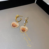 DAIIIBABYYY  -  Luxury Blue Gradient Crystal Butterfly Flower Pearl Earrings Flower Geometric Women Korean Fashion Kpop Tassel Earring