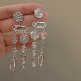 DAIIIBABYYY  -  Personalized round micro-set geometric tassel stud earrings