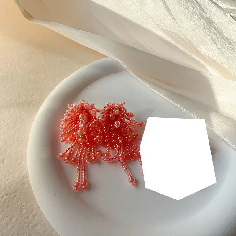 DAIIIBABYYY  -  Boho Colorful Jelly Bean Tassel Stud Earrings