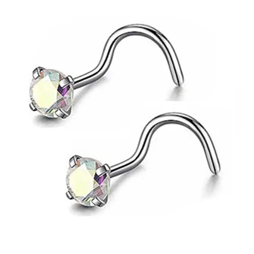 DAIIIBABYYY  -  2PC Fashion Stainless Steel Crystal Nose Septum Piercing Studs 20G Mini Nose Ring Earrings Studs Body Piering Jewelry for Women