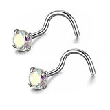 DAIIIBABYYY  -  2PC Fashion Stainless Steel Crystal Nose Septum Piercing Studs 20G Mini Nose Ring Earrings Studs Body Piering Jewelry for Women