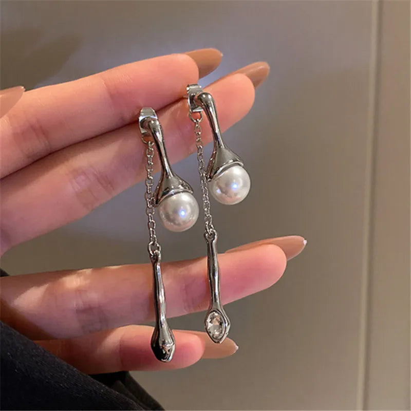 DAIIIBABYYY  -  Irregular Metal Crystal Drop Earrings For Women Unique Design Personality Water Drop Opal Earrings Fashion Jewelry