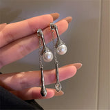 DAIIIBABYYY  -  Irregular Metal Crystal Drop Earrings For Women Unique Design Personality Water Drop Opal Earrings Fashion Jewelry