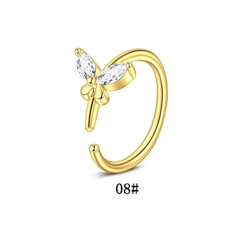 DAIIIBABYYY  -  1Pcs Fashion Star Heart CZ Nose/Lip/Ear Hoops Septum Hoop Nose Ring Crystal Piercing Ear Tragus Cartilage Earrings Body Jewelry