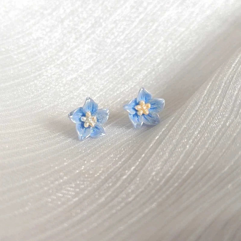 Daiiibabyyy  New Blue Flower Dangle Earrings for Women Exquisite Sweet Romantic Floral Ear Studs Versatile Fine Jewelry Gifts Wholesale 2025