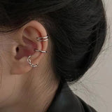 DAIIIBABYYY  -  3Pcs Minimalist Chain Clip Earrings for Women Star Ear Cuffs Simple Personalized Ear Bone Clip Y2K Accessories Trendy Jewelry