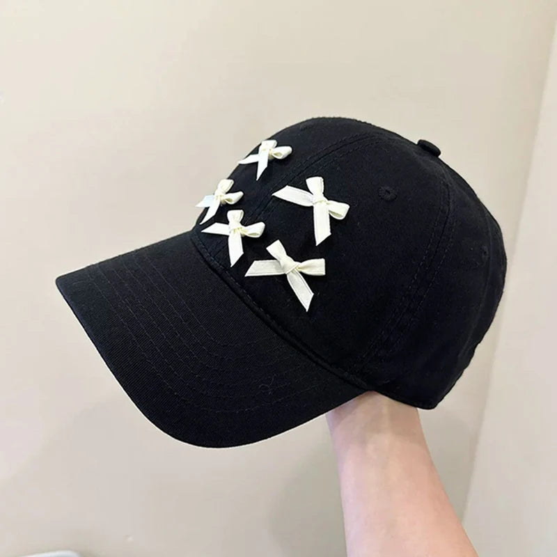 Bow Baseball Cap For Men&Women Soft Top Snapback Hats Unisex Solid Visor Hats Outdoor Sports Hip Hop Sunscreen Hat Cap