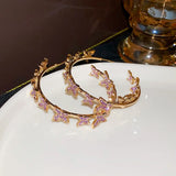 Daiiibabyyy  Butterfly Hoop Earrings for Woman Geometric Rhinestones Earrings Party Women Jewelry Gifts