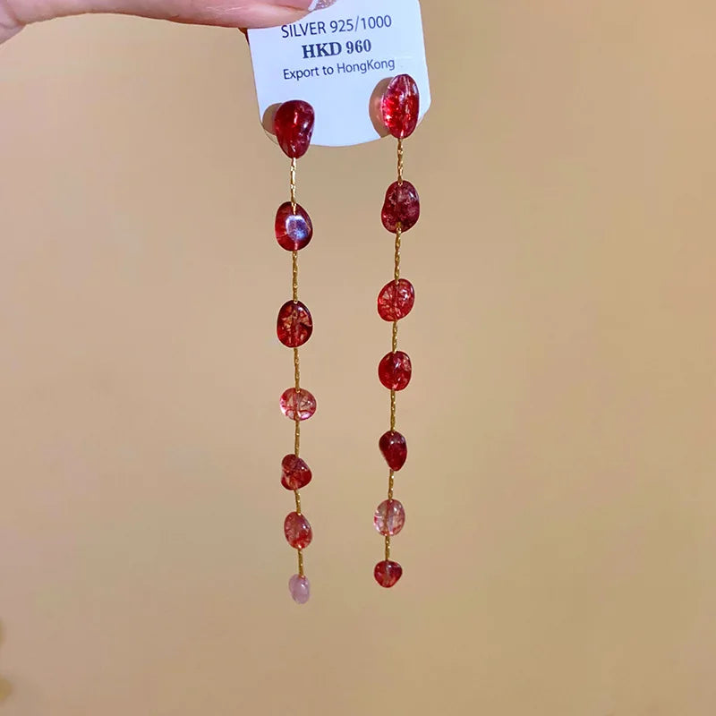 DAIIIBABYYY  -  Geometric long earrings niche simple design tassel earrings