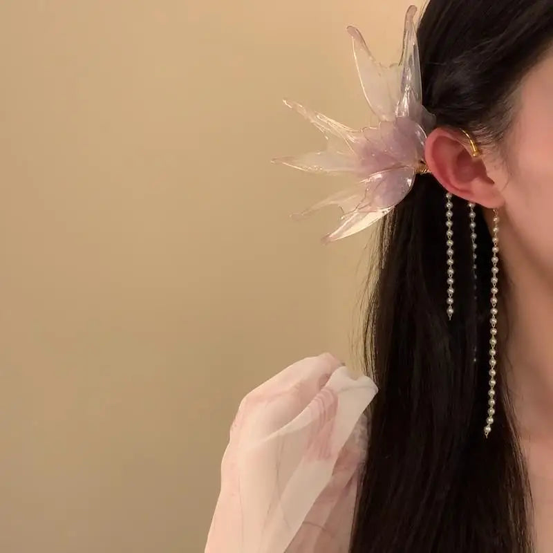 DAIIIBABYYY  -  Summer Sweet Fairy Cosplay Hanfu Accessories Female Mermaid Earrings Ear Hook Elf Tassel Hair Accessories Photography Props