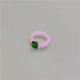 DAIIIBABYYY  -  New Colorful Transparent Acrylic Rhinestone Resin Ring Geometry Simple Rings for Women Girls Jewelry Party Gifts