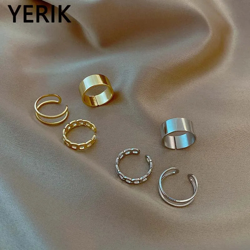 DAIIIBABYYY  -   Punk 3Pcs/set Fashion Design Round Silver Color Rings Set for Women Handmade Geometry Finger Ring Sets Female Jewelry Gift