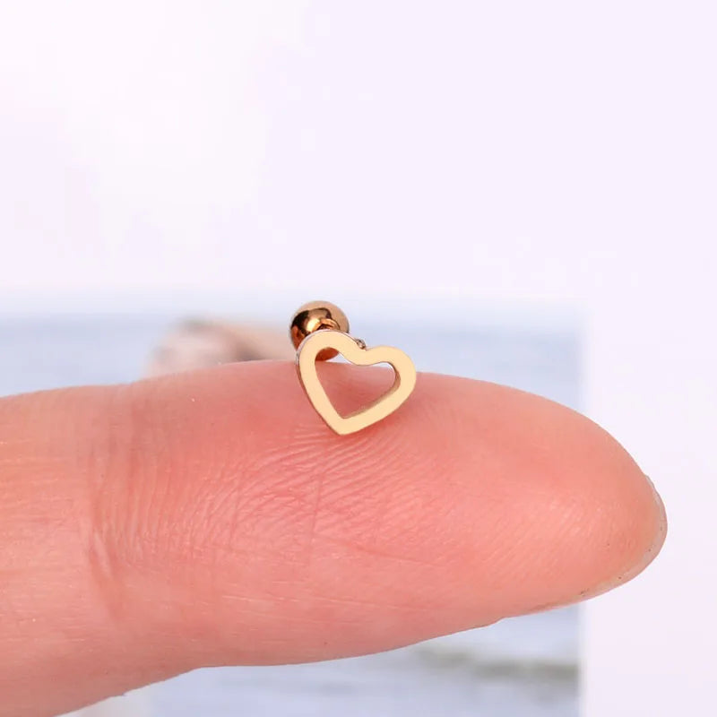 DAIIIBABYYY  -  1Pc Stainless Steel Star Moon Mini Earrings for Women Jewelry  Fashion Heart Butterfly Piercing Stud Earrings for Mother Day