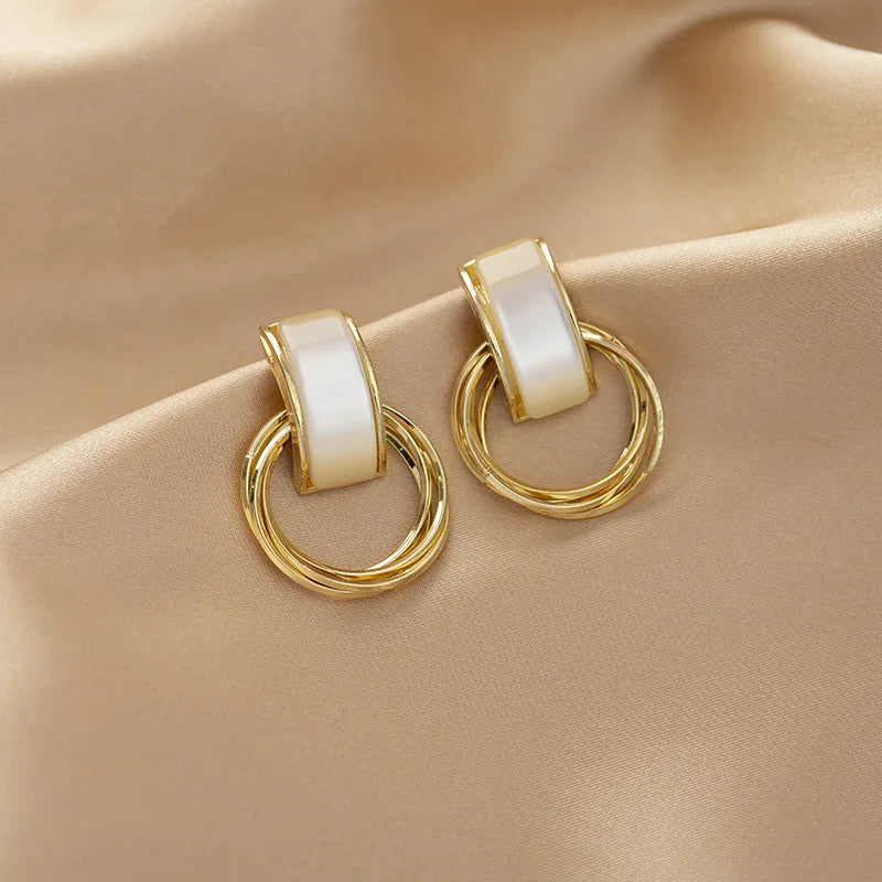 DAIIIBABYYY  -  Creative Geometric Circle Cat Eye Stone Earrings Personality Fashion Wedding Party Ladies Earrings Holiday Girls Jewelry Gift