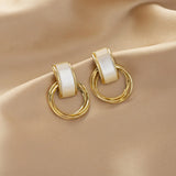 DAIIIBABYYY  -  Creative Geometric Circle Cat Eye Stone Earrings Personality Fashion Wedding Party Ladies Earrings Holiday Girls Jewelry Gift
