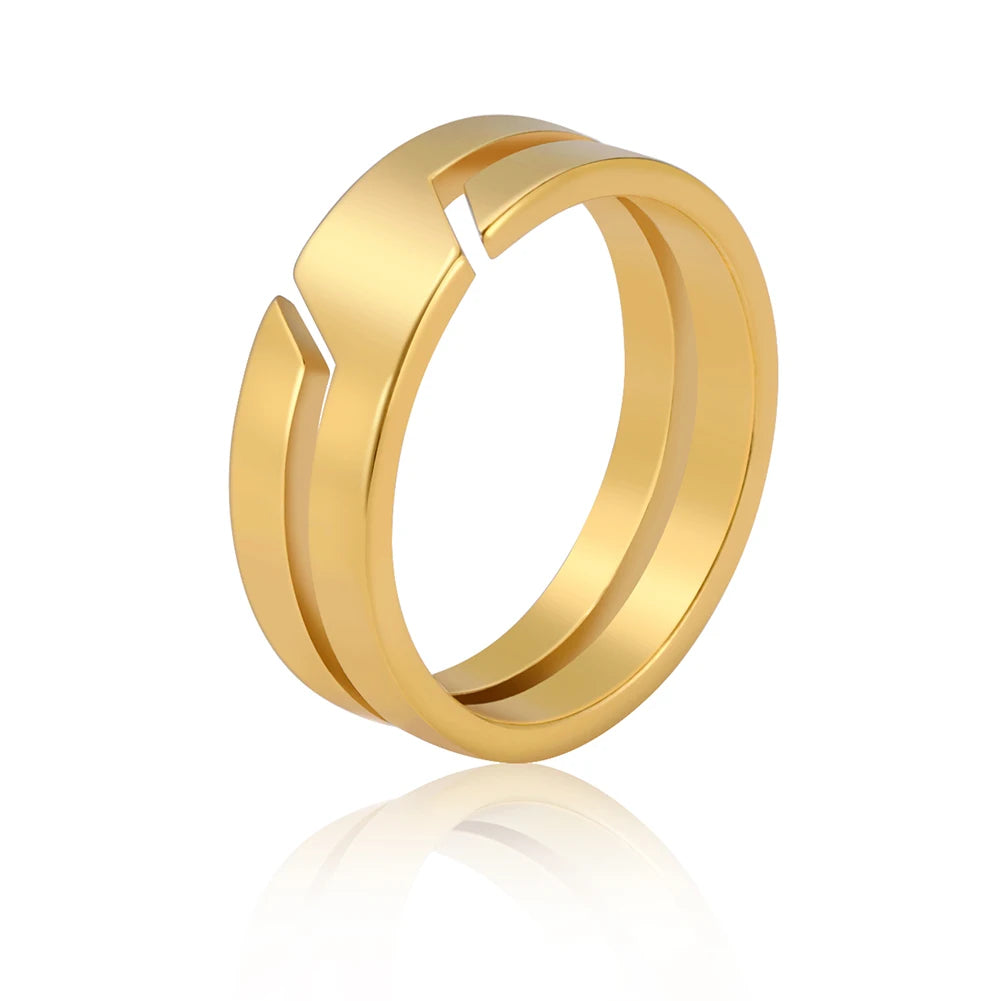 DAIIIBABYYY  -  Stainless Steel Ring for Men Women Black Minimalist Casual Finger Rings  Couple Jewelry Wedding Gift for Lover