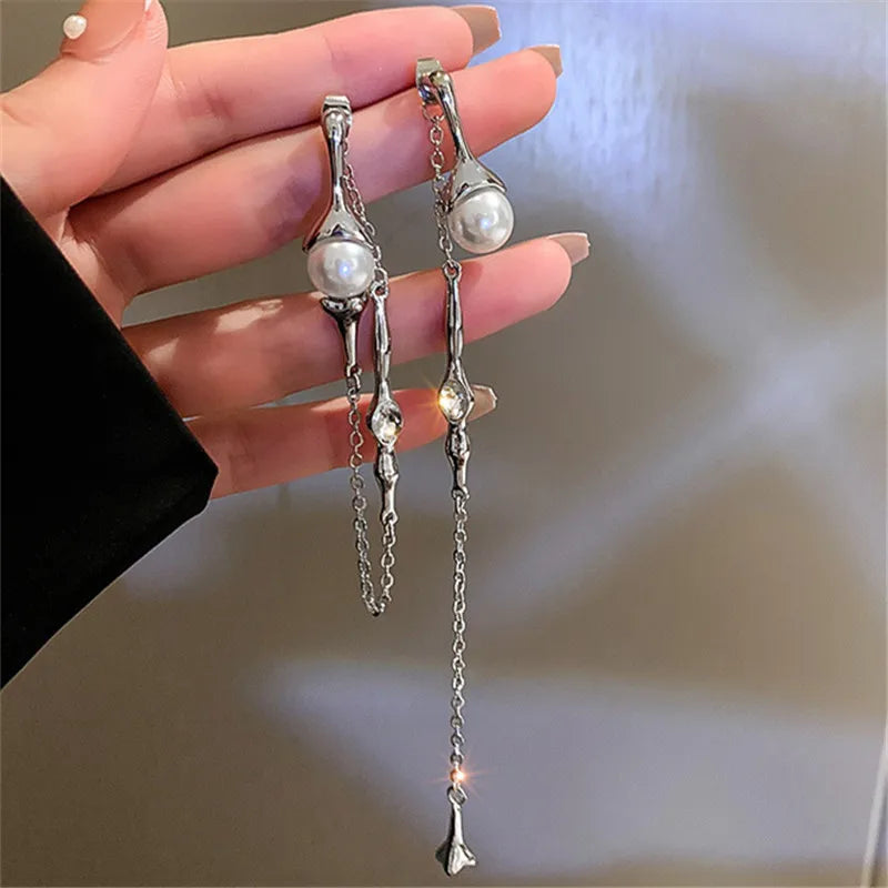 DAIIIBABYYY  -  Irregular Metal Crystal Drop Earrings For Women Unique Design Personality Water Drop Opal Earrings Fashion Jewelry