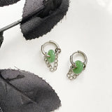 DAIIIBABYYY  -  New Titanium Steel Imitation Hetian Jade Removable Chain Earrings Women's Fashion Elegant Accessories Club Party Accessories