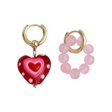 DAIIIBABYYY  -  Trendy Cute Pink Glass Heart Shape Drop Earrings For Women Girls Y2K Fashion Aesthetic Party Jewelry Gifts