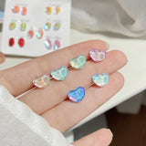 DAIIIBABYYY  -  Y2K Colorful Shiny Heart Stone Butterfly Shape Stud Earring Set Women Korean Fashion A Week Earrings Jewelry Party Gift