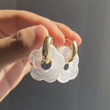 DAIIIBABYYY  -  Pink Acrylic Flower Resin Drop Earrings Simple Round Hollow Copper Girls Jewelry Cute Party Personality Gifts Wholesale