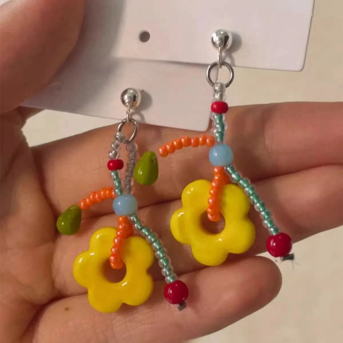 Daiiibabyyy  Unique Design Drop Earrings Cute Flower Earrings Sweet Colorful resin Earrings For Women Gifts Aesthetic Jewelry