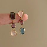 DAIIIBABYYY  -  Asymmetric Colorful Resin Earrings for Women Retro Contrast Geometric Dangle Earrings Korean Jewelry High Quality Wholesale