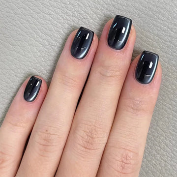 Daiiibabyyy  24pcs Gradient Colorful Fake Nail Art Reusable Candy Cat's Eye Short Ballet False Nails Sets Press  on  Simple Square Manicure