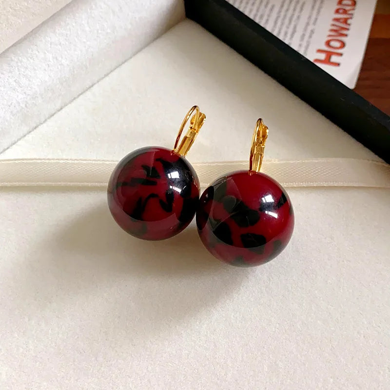 DAIIIBABYYY  -  Resin Leopard Print Ear Buckle Retro Earrings Wholesale for Women