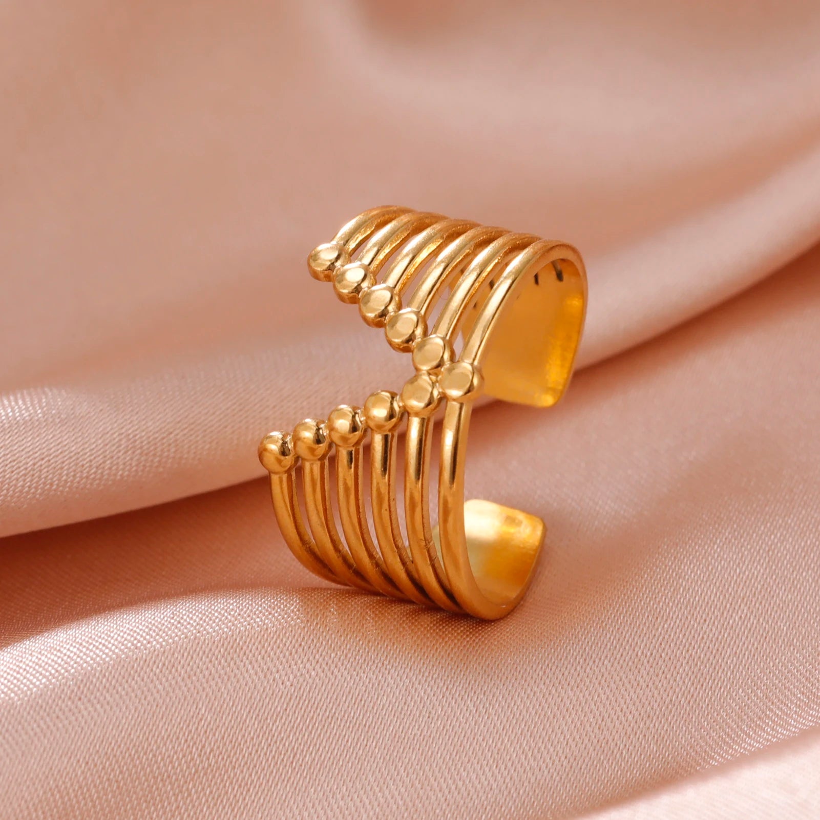 DAIIIBABYYY  -  V Shape Rings for Women Stainless Steel Gold Color Wide Open Finger Ring  Hiphop Party Jewelry Valentine's Day Gift