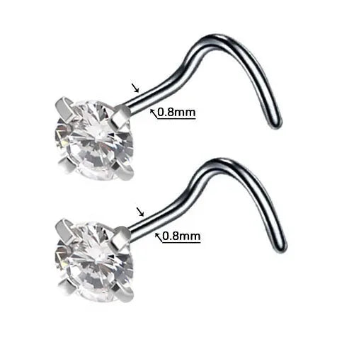 DAIIIBABYYY  -  2PC Fashion Stainless Steel Crystal Nose Septum Piercing Studs 20G Mini Nose Ring Earrings Studs Body Piering Jewelry for Women