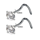 DAIIIBABYYY  -  2PC Fashion Stainless Steel Crystal Nose Septum Piercing Studs 20G Mini Nose Ring Earrings Studs Body Piering Jewelry for Women