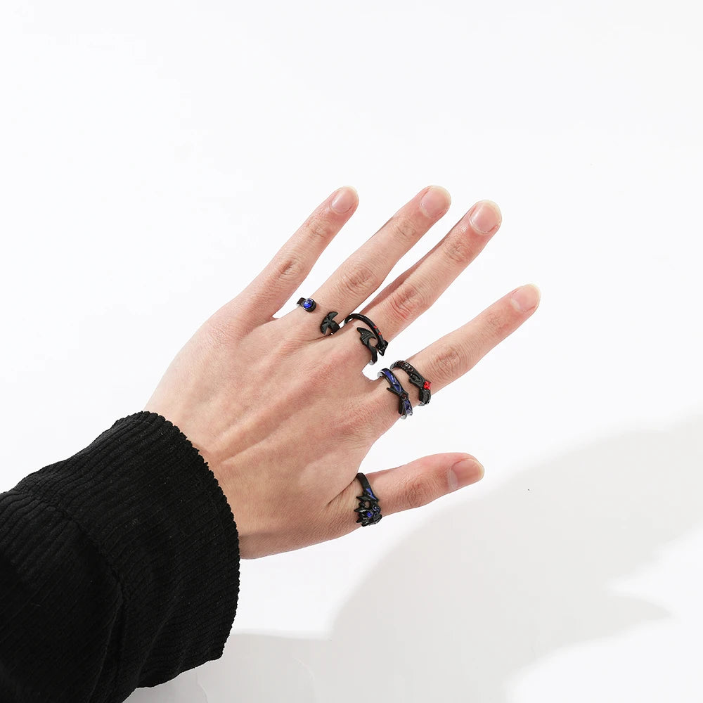 DAIIIBABYYY  -  Gothic Style Metal Set Rings Fashion Jewelry Open Ring for Men Jewelry Trendy Finger Ring Women Accessories Friend Gifts