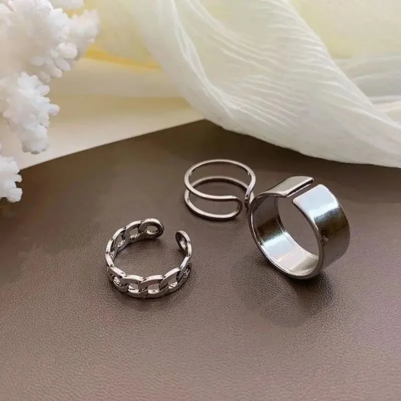 DAIIIBABYYY  -  Korean Butterfly Metal Punk Rings Set for Girls Women Trendy Accessories Buckle Female Index Finger Rings Party Jewelry Gifts