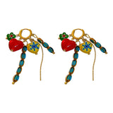 Daiiibabyyy Geometric Full Colour Beads Heart-shaped Earclip Earrings For Women Bohemia Personality Earring Party Jewelry